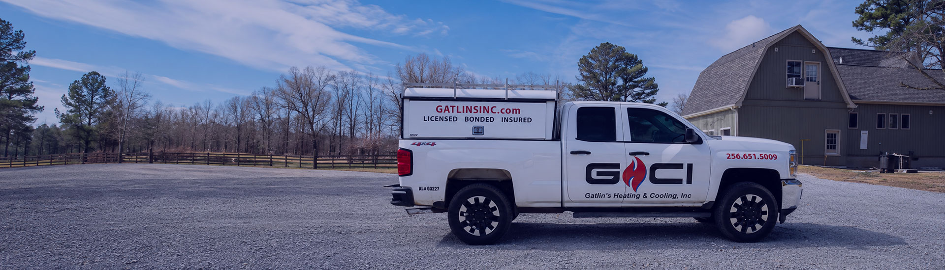 Gatlin's Heating and Cooling service truck in Athens, Alabama
